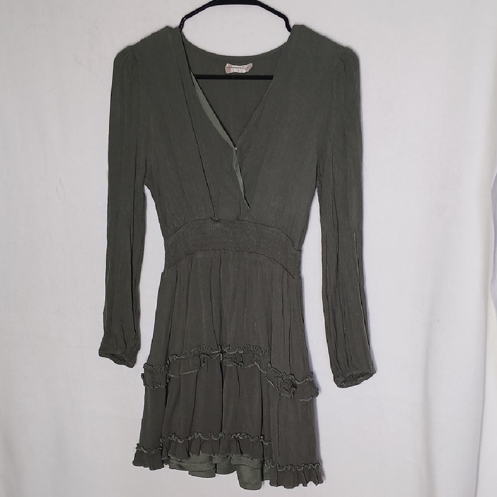 Altar'd State Forest Green Ruffle Mini Dress
